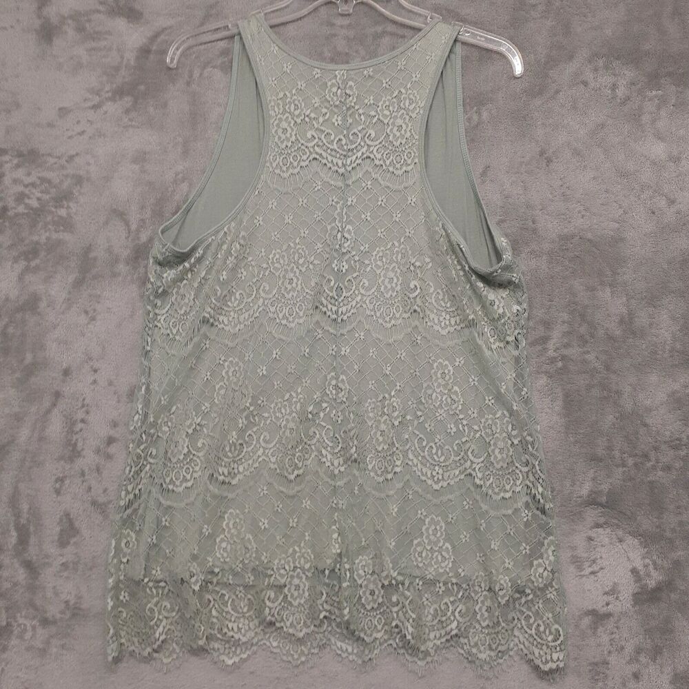 Maurice Womens Sz L Tank Top Cami Light Sage Green Lace Lined Coquette Fairy Y2K - Picture 5 of 8